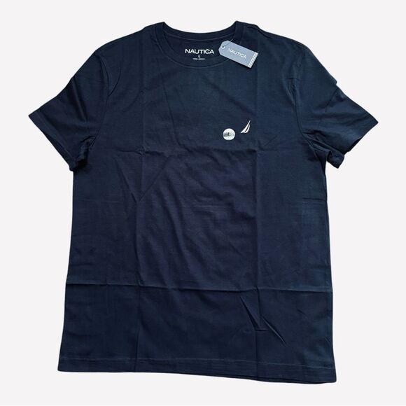 Nautica Blue Short Sleeve Tee 4NV Navy Crew Neck T-Shirt Men’s Size Large - Picture 1 of 6